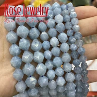 aaaaa faceted natural aquamarines stone round loose beads 15 inches 6 8 10mm for jewelry making diy bracelet necklace wholesale