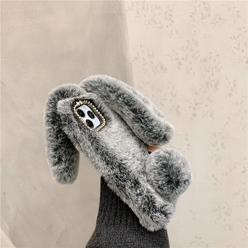 Чехол из кроличьего меха с ремешком через плечо для Huawei P Smart 2021 2020 2019 Plus Pro Y7A