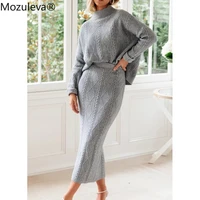 mozuleva 2022 autumn women two pieces sets knitted women sweaters with skirt sets women pullovers womens casual suit