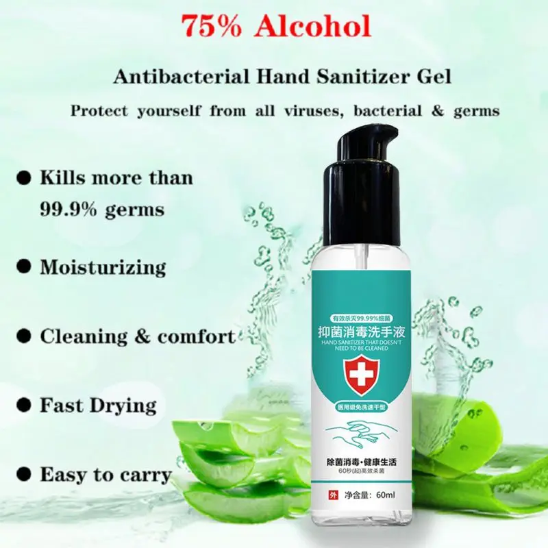 Портативный Дезинфицирующий Гель для мытья рук Быстросохнущий одноразовый