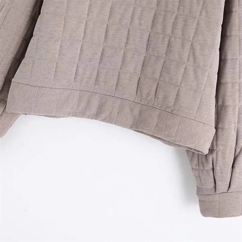 

Autumn 2019 women's wear new style retro round collar Pullover loose quilted Hoodies 05584462706