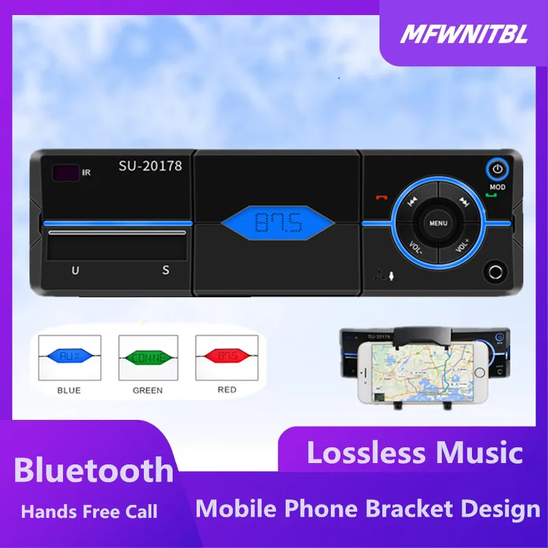 Автомагнитола 1 Din Авторадио Bluetooth Автомобильный MP3-плеер автомобильное радио