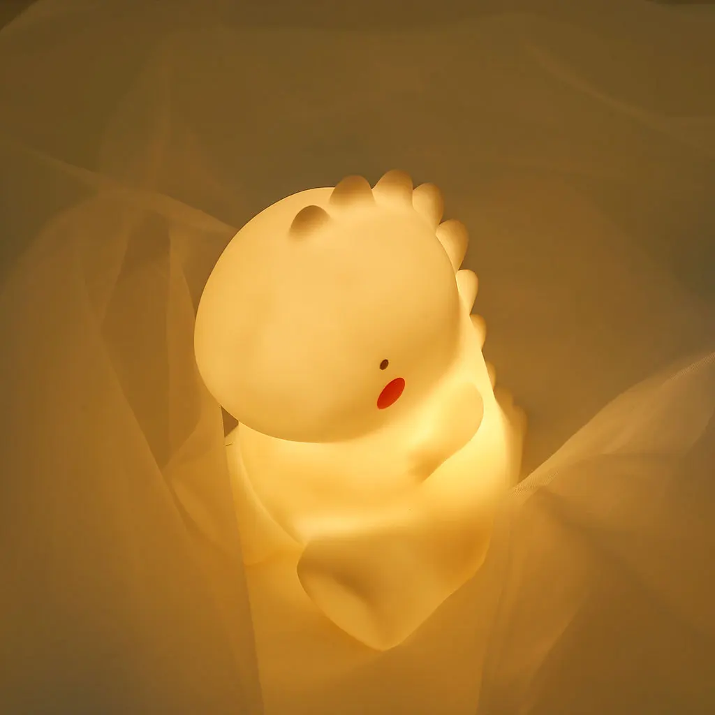 Pop-up Cute Expression Silicone Dinosaur Shape Lamp Children Room Layout Night Light Christmas | Дом и сад