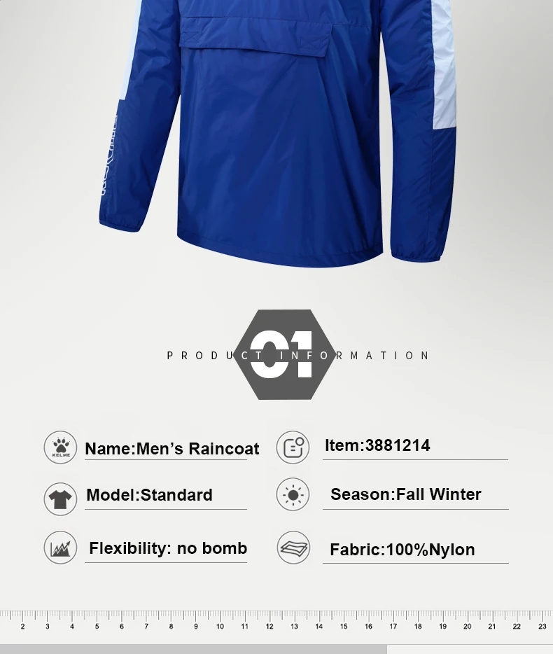 KELME, Спортивная мужская и женская куртка для футбола, тренировочная куртка для бега, пешего туризма, водонепроницаемые плащи, куртка с капюшоном, верхняя одежда 3881214