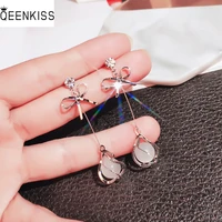 qeenkiss eg7399 fine jewelry wholesale woman birthday wedding gift opal bowknot zircon 925 sterling silver needle drop earrings