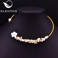 xlentag baroque pearl fresh water pearl flower personalized necklace wedding engagement for women korean jewelry gn0061 3