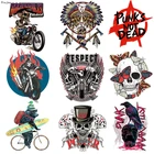 Термонаклейки для одежды Prajna, виниловые термонаклейки в стиле панк, с изображением черепа, бабочки