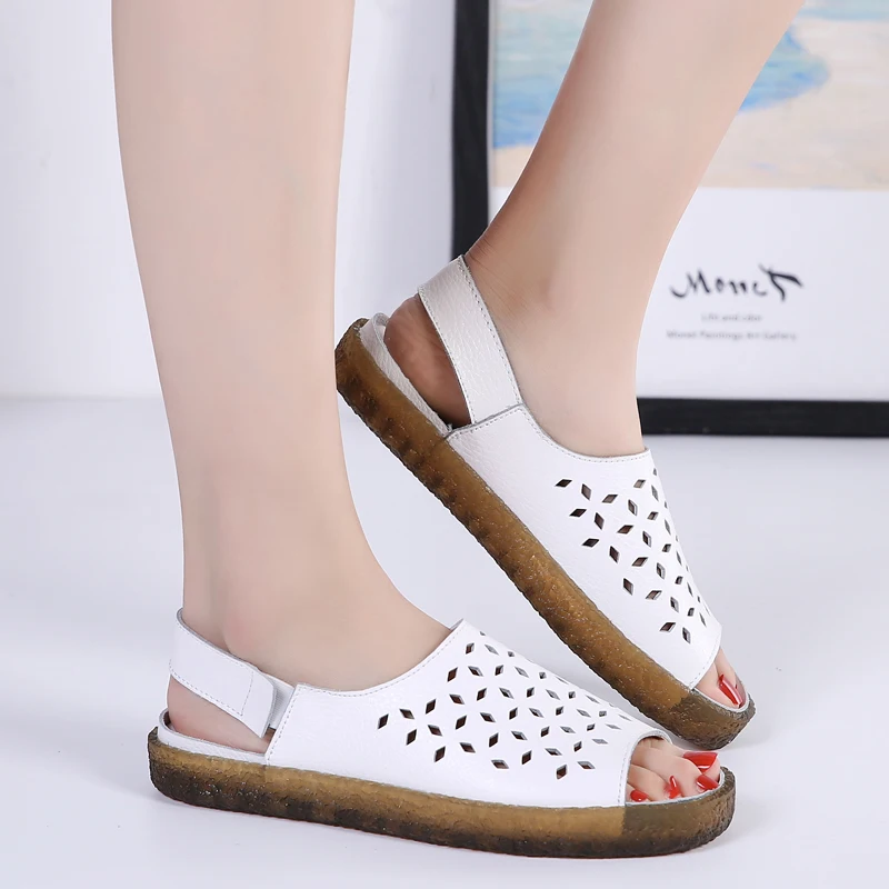 

Women's Sandals 2021 Fashion Lady Girl Sandals Summer Women Casual Shoes Sandals Hollow Out leather Flats Beach Sandals big size