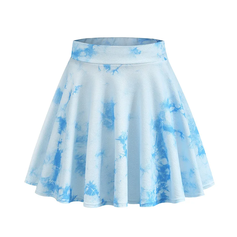 

2021 Summer New, Mini Skirt, Elastic Waist, Tie Dye Print Skirt, Sportswear Color Personality, Party Sexy Pleated Skirt Pink