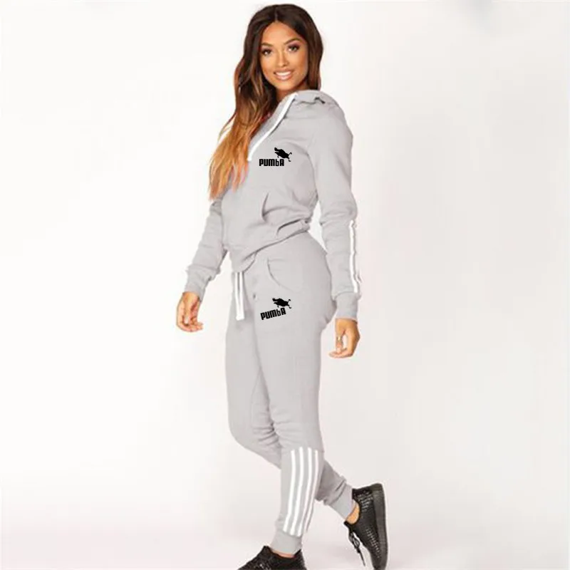 

Fashion Tracksuit Women Splice Hood Two Pieces Set Hoodies Long Pants Women's Sports Suit Hooded Sweatshirt Set Female Clothes