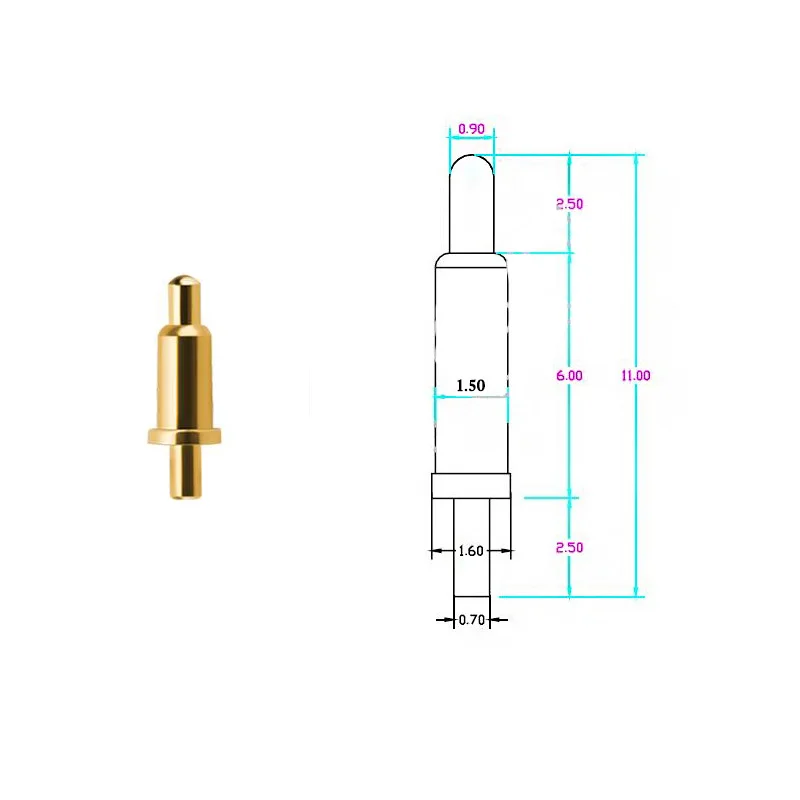 10 шт. 1-контактный pogo pin разъем pogopin батарея подпружиненный контакт SMD DIP игла PCB 1P тестовые зонды позолоченная медь мощность