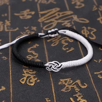 handmade adjustable chinese knotes bracelet tibetan buddhist lucky charm banglebracelet for women men jewelry