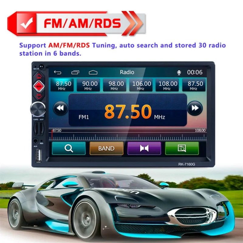 Автомобильный GPS навигатор HD 7 дюймов 178*100 мм 2 Din автомобильный стерео Bluetooth