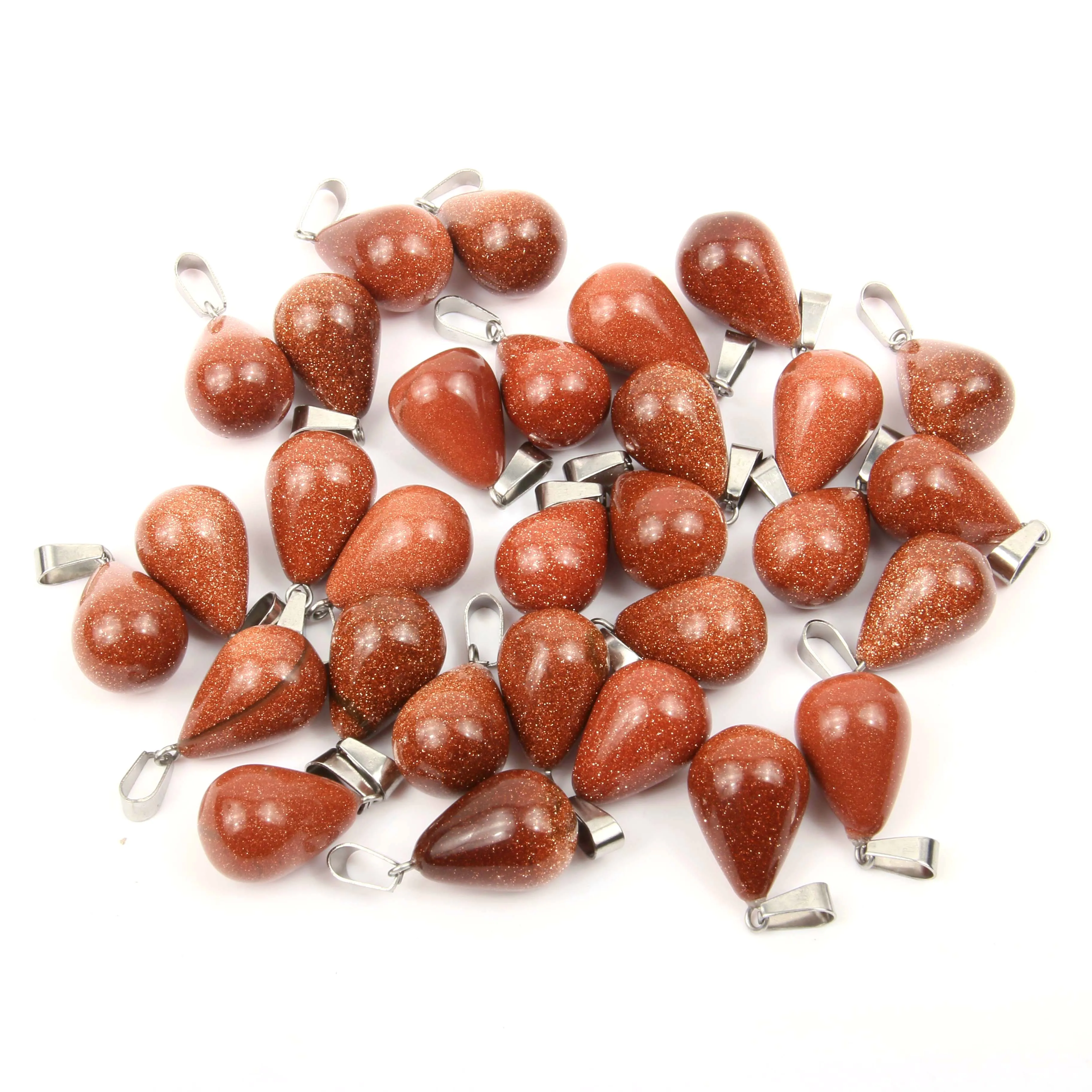 

5pcs Round Drop-shaped Natural Stone Pendants Charms Jewelry DIY Accessories Necklaces Earring Gifts Size 13x18mm