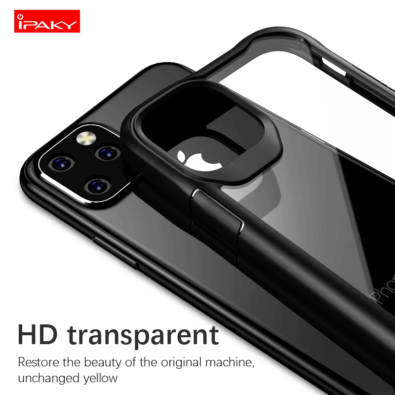 Для iPhone 11 Чехол IPAKY для iPhone 11 Pro чехол силиконовый акриловый Гибридный противоударный Прозрачный чехол для iPhone 11 Pro Max чехол