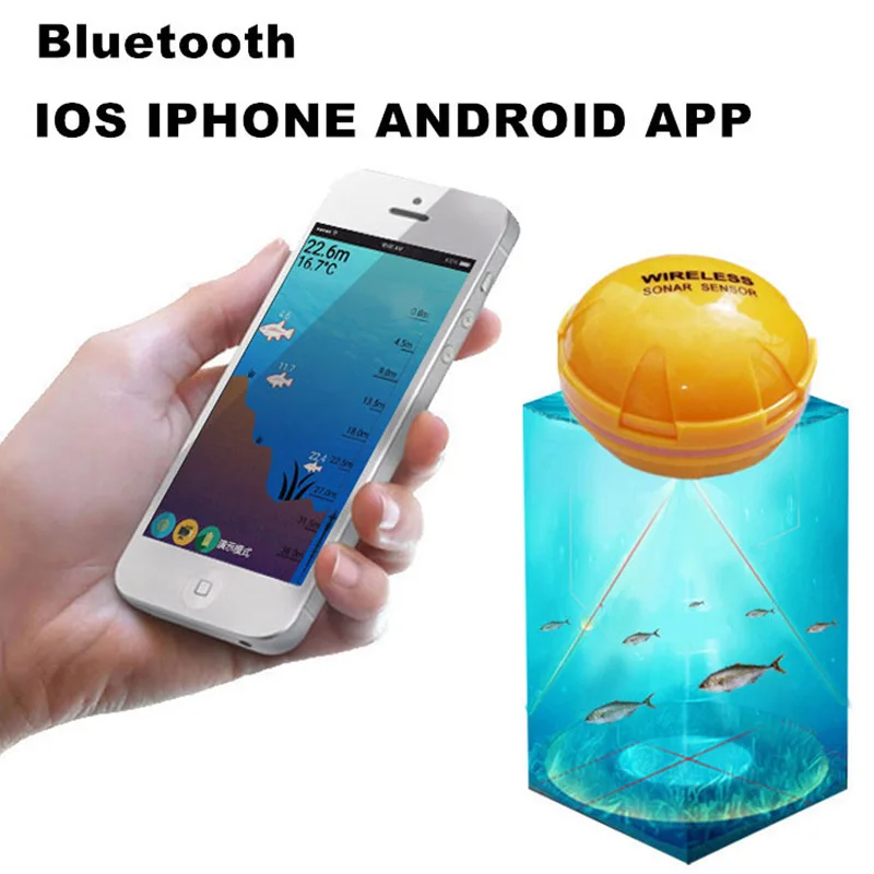 Телефон беспроводной Sonar рыболокатор Рыбалка 36 м/120 футов эхолот Bluetooth Findfish