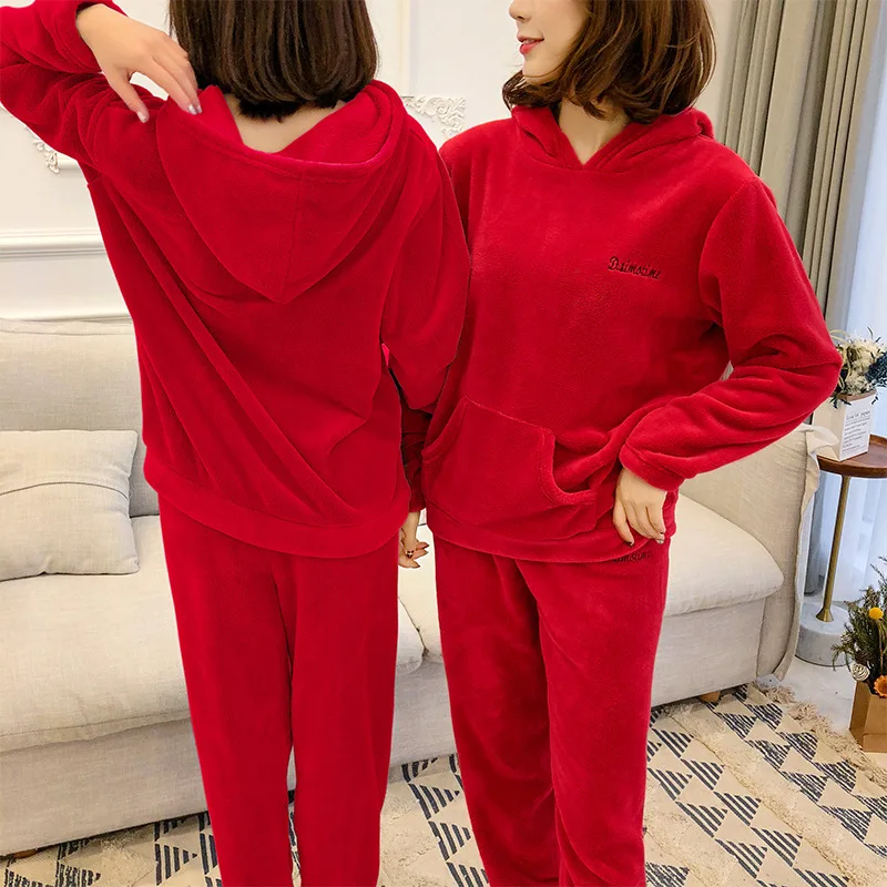 Женские пижамы из кораллового флиса с длинным рукавом для отдыха осенняя одежда