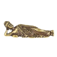 3d mini reclining buddha casting figurine retro style metal sculpture home office room desktop decoration collect ornaments gift