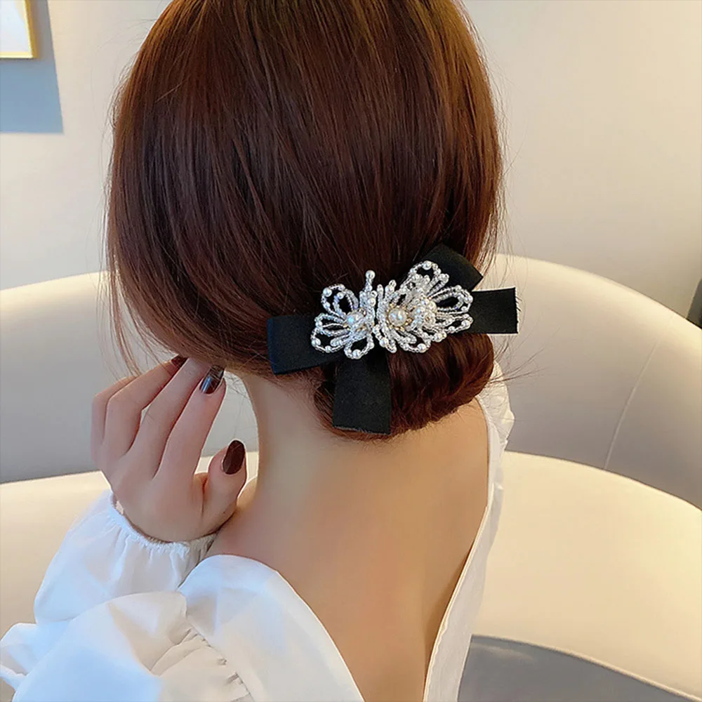 

1Pcs Woman Rhinestone Pearl Flower Hair Bun Maker DIY Hairstyle Tool For Ladies Hair Accessories Bridal Hairband