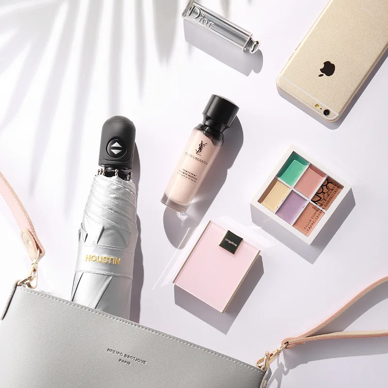 Зонт с защитой от ультрафиолета Женский автоматически складывающийся зонтик