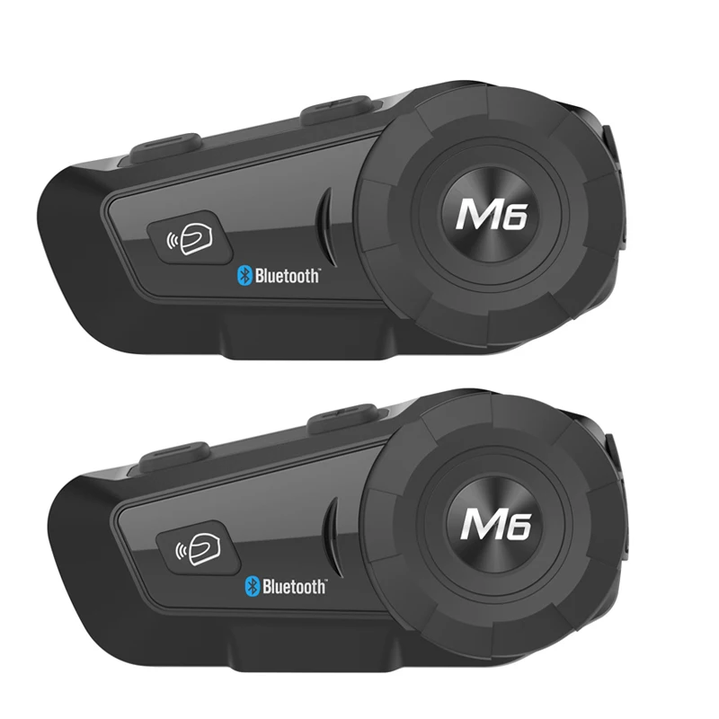 Черный 2 шт. M6 водонепроницаемый мотоциклетный мото беспроводной Bluetooth шлем домофон гарнитура с FM радио шлем гарнитура для мотоциклиста - Цвет: Черный
