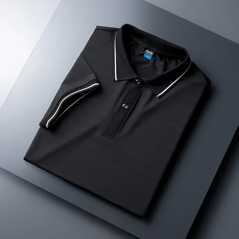 Мужская дышащая рубашка-поло повседневная Однотонная с коротким рукавом лето 2021