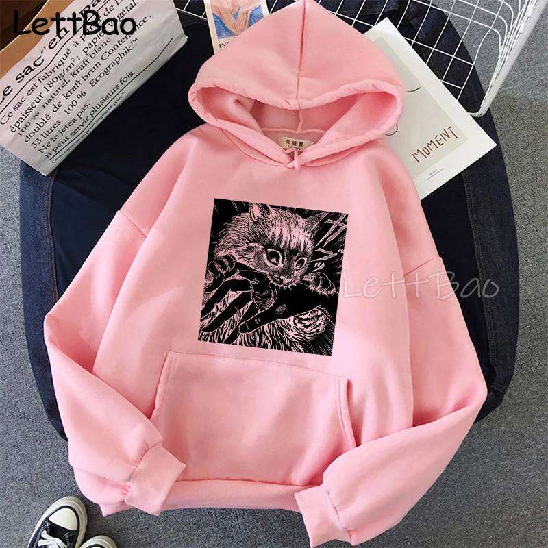 

Tomie Junji Ito Hoodies Unisex Anime Cartoon Design Hoodies Japanese Women Sweatshirt Vogue Vintage Black White Pink Clothing