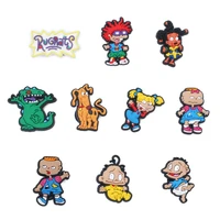 hot 1pcs cartoon character shoes charms dinosaur fashion cute croc charm for kids party gifts wristband graden shoe accessories