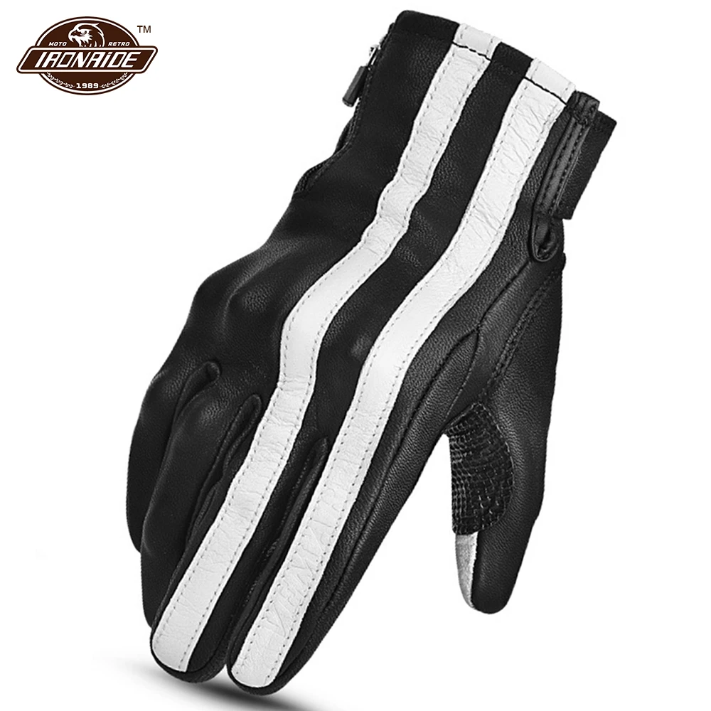 

Retro Motorcycle Gloves Genuine Leather Guantes Moto Touch Screen Motocross Gloves Wearable Cycling Moto Gloves Protection