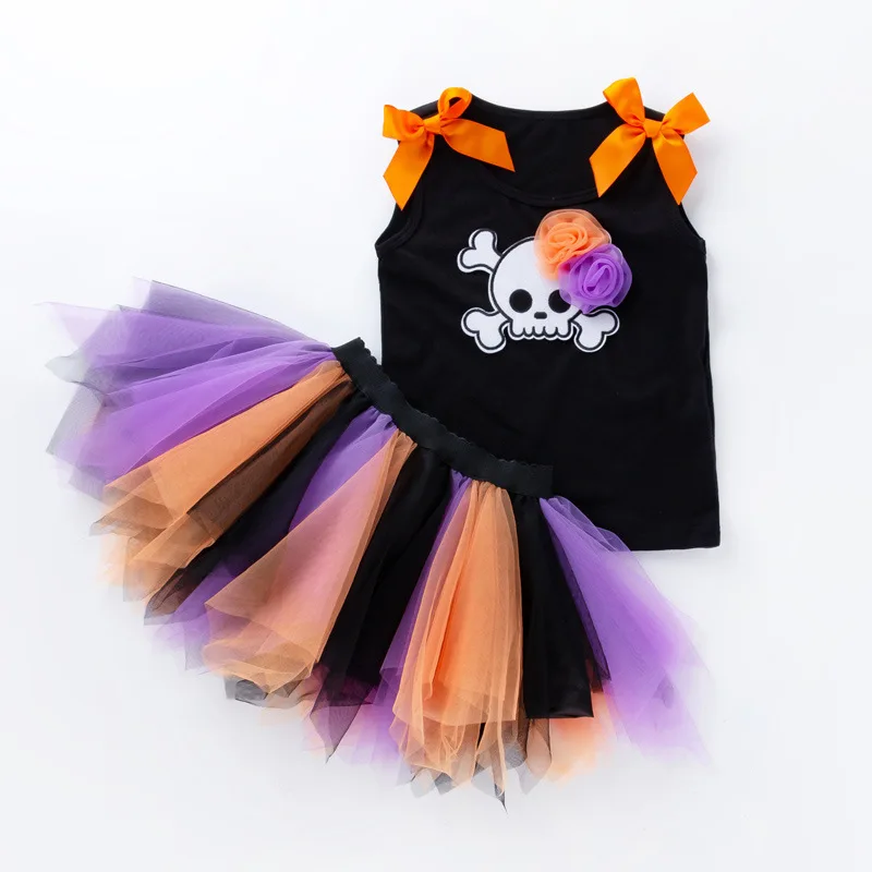 Детский комплект одежды на Хэллоуин топы без рукавов короткие комплекты для