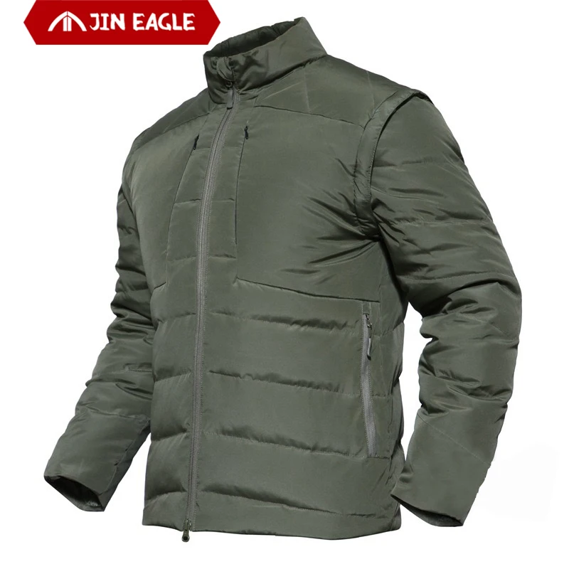 Мужская куртка на белом утином пуху JIN EAGLE черная воздухопроницаемая тактическая