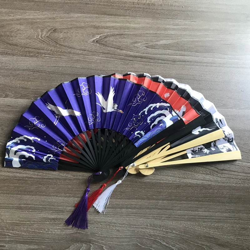 

Retro Style Silk Folding Fan Chinese Japanese Pattern Craft Gift Home Decoration Jewelry Dance Hand Fan Dance Party Folding Fans
