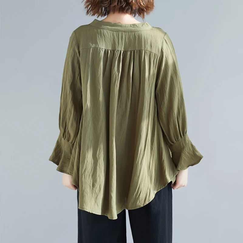 2021 летняя новая свободная женская блуза с оборками и рубашки однотонная