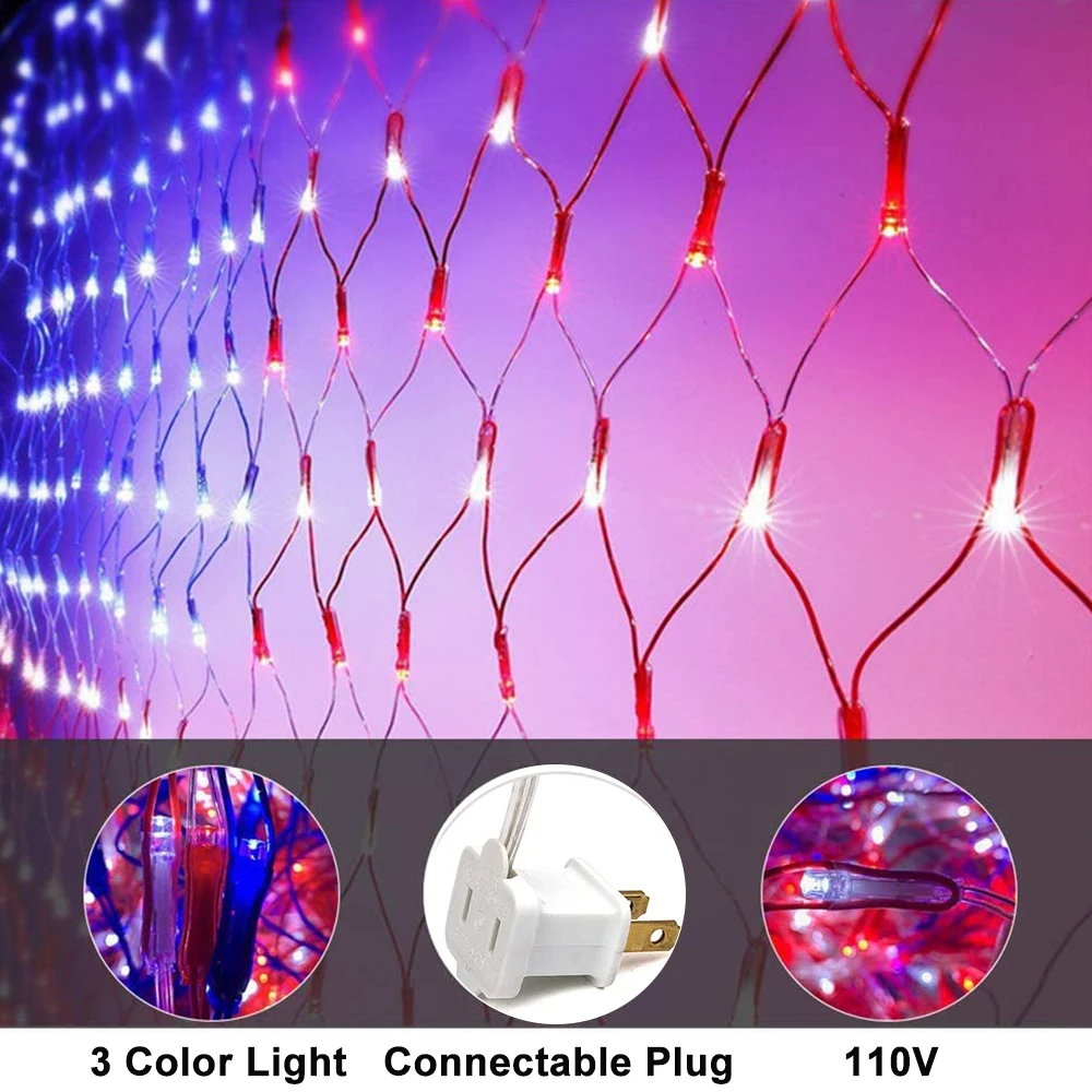 Рождественский Флаг США сетчатый светильник светодиодный украшение для