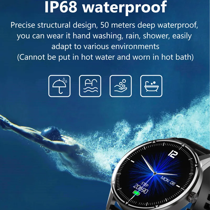 Умные часы Full Touch с круглым циферблатом мужские и женские фитнес трекер для