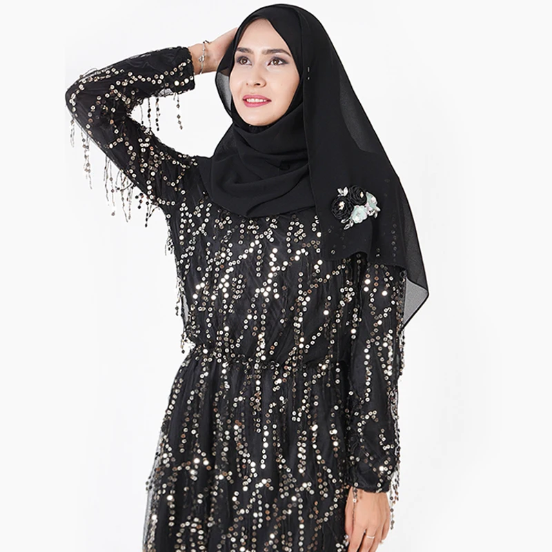 Мусульманское модное платье-хиджаб с блестками Abaya в Дубае Платья африканском
