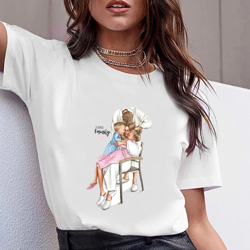 

Female T-shirt Woman Tee Women Clothes Tshirt Printed Women Happy Boy Girl Mom Casual Summer Child Mommy Casual Shirt T Top