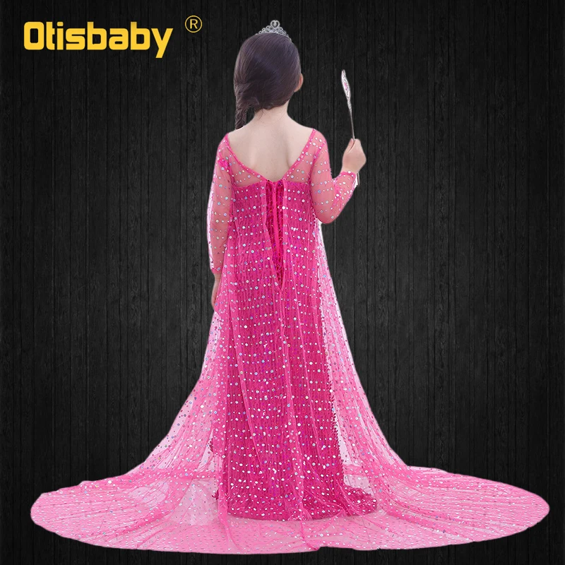 Платье Эльзы для девочек одежда Снежной королевы детское белое длинное платье с