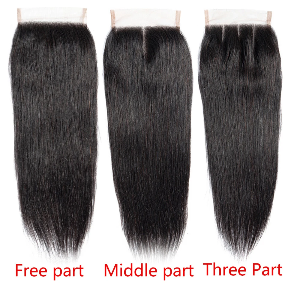 Straight Human Hair 3 Bundles With Closure Peruvian Remy Natural Color Hair Extension Hair Weave Bundles With Closure Abdo