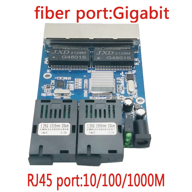 Ethernet коммутатор Gigabit волоконно-оптический медиа-конвертер 4 RJ45 2 10/100/1000M UTP 2F 4E порт