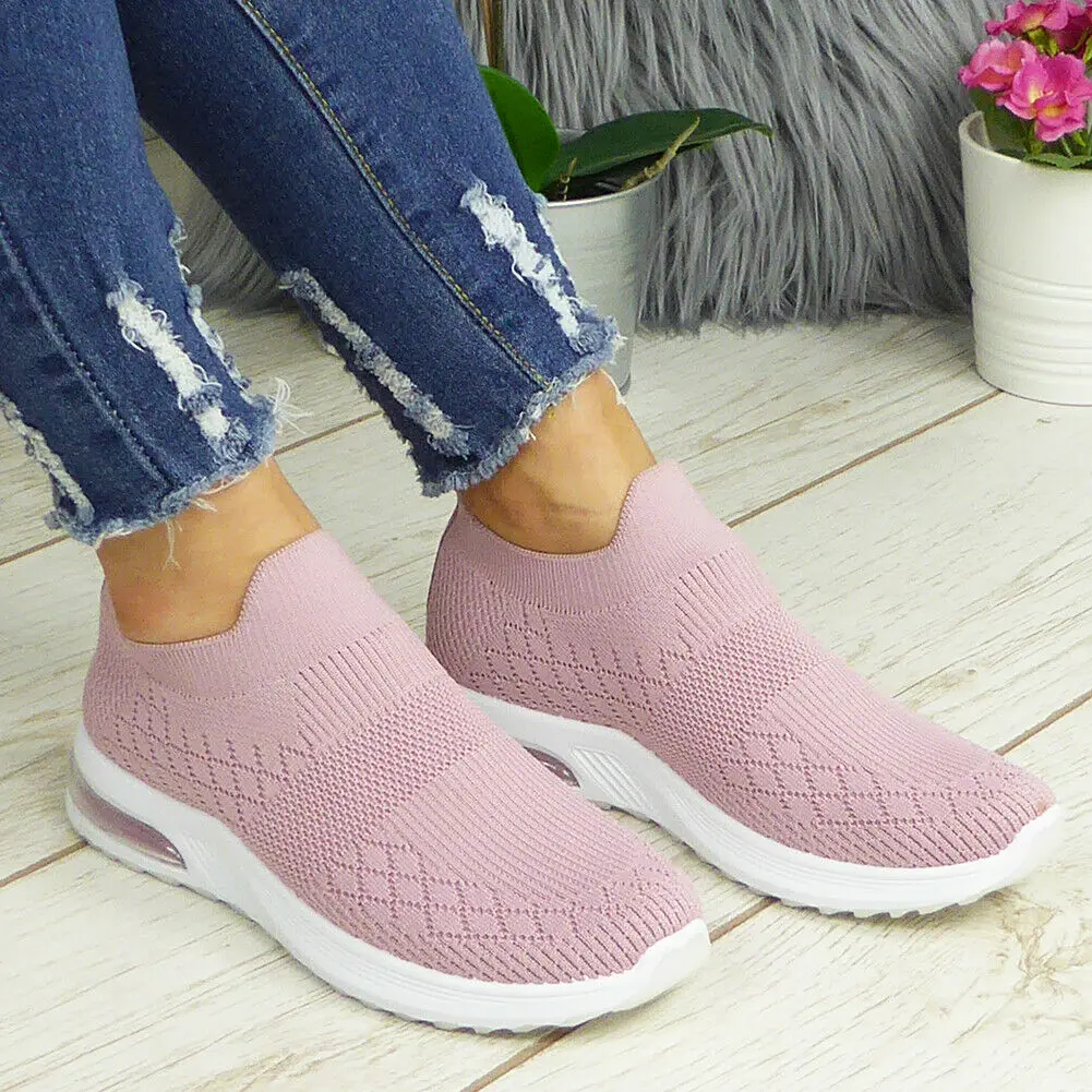 

Кроссовки женские повседневные сетчатые, дышащие, однотонные, без шнуровки