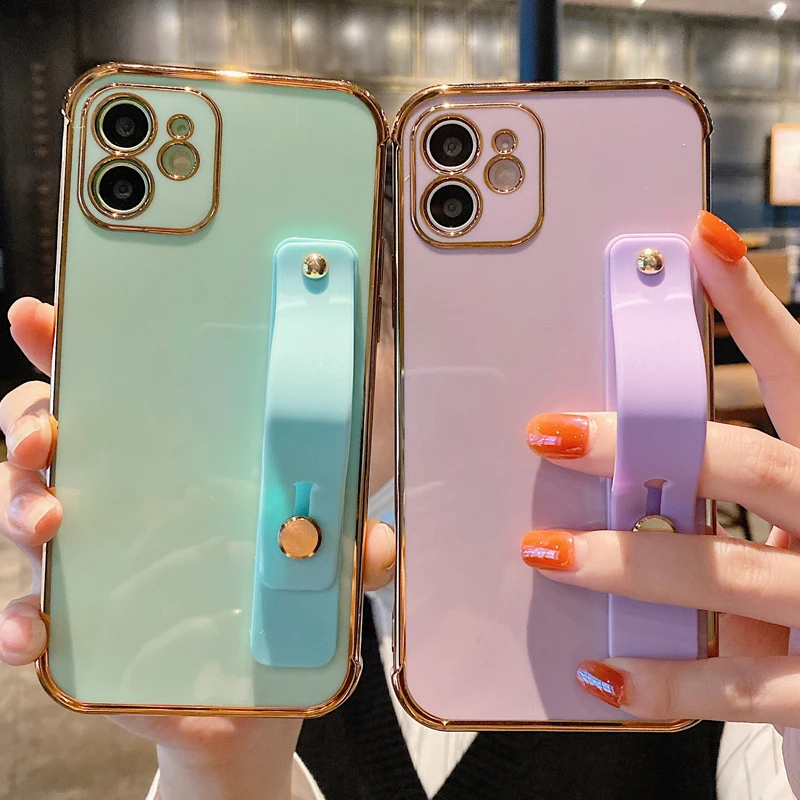 Металлическая окантовка наручный ремешок к чехлу для iPhone 12 11 Pro Max 8 плюс сплошной