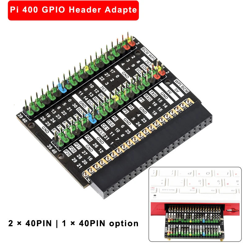 

Raspberry Pi 400 GPIO Interface Adapter Module Expansion 2 x 40PIN | 1 x 40PIN Header Adapter Extension for Raspberry Pi 400
