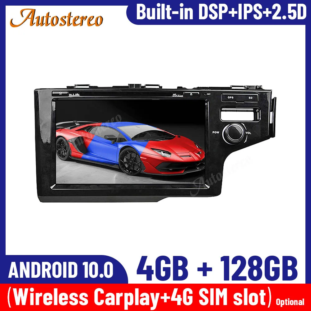 

Автомобильный GPS навигатор Android 10,0 4 + 128G для Honda Fit правая 2014-2017 мультимедиа плеер Авто Радио Лента Регистраторы головное устройство Carplay