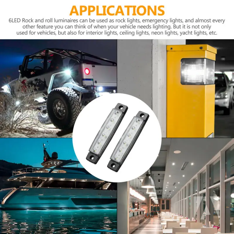 

White 6LED Rock Light 10PCS IP65 Deck Stair Transom Light High Quality