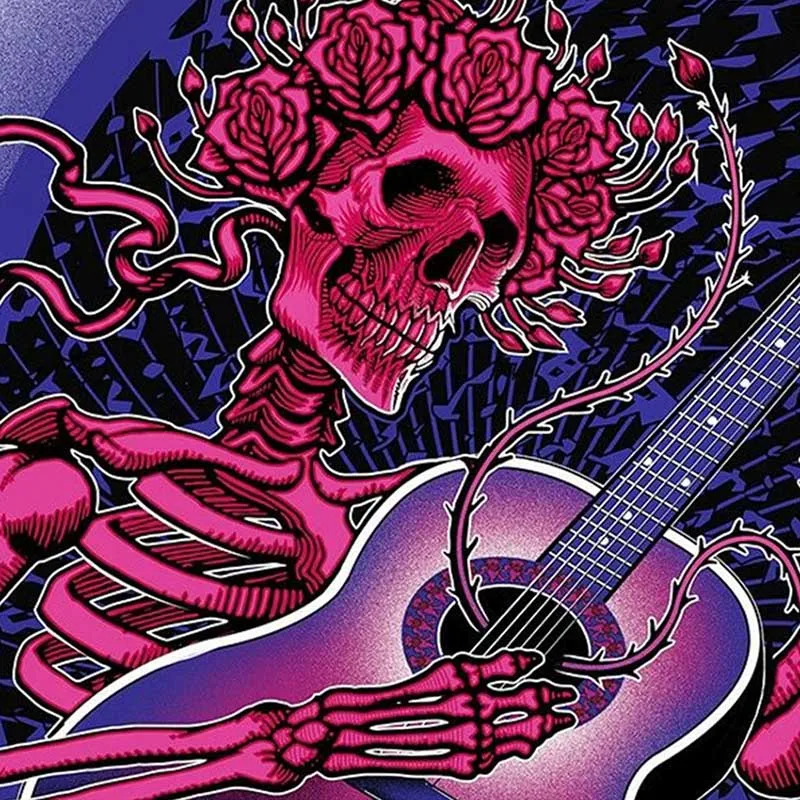 Алмазная 5d картина с полным заполнением Череп мультяшная роза гитара стразы