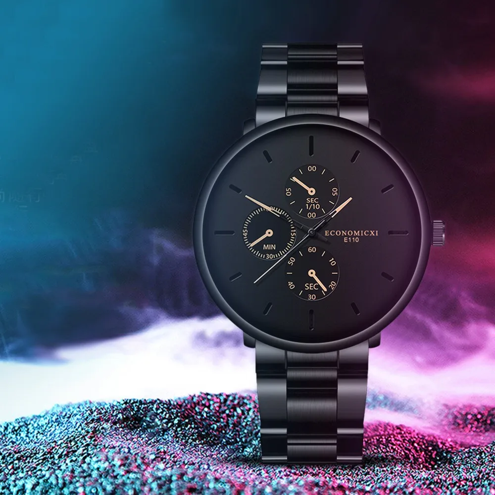 New Men Watches Luxury Famous Brand Men Stainless Steel Mesh Calendar Watch Men Business Luminous Quartz Watch Reloj Hombre