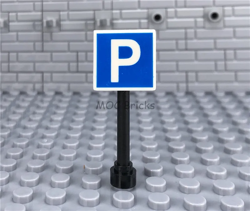 2sets/lot MOC Bricks City Street Road Sign with Antenna Edducational Building Blocks DIY kids Dolls Toys for children gifts | Игрушки и