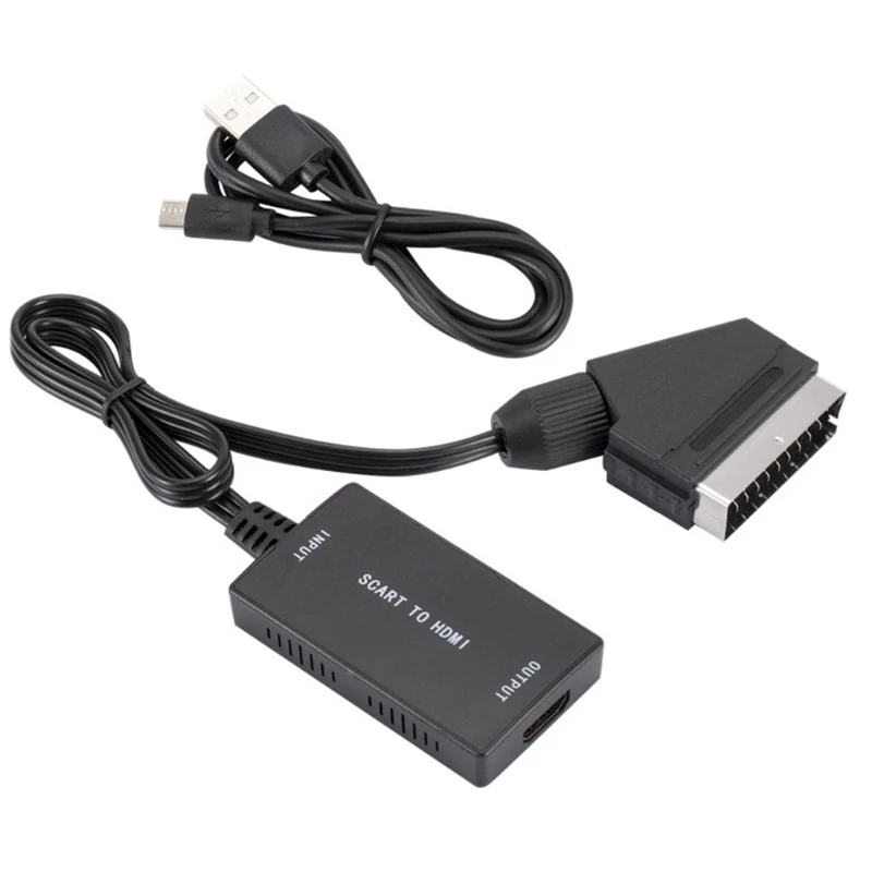 

Конвертер SCART в HDMI-совместимый с кабелем, Переходник Scart in HDMI-совместимый с выходом высокой четкости 1080P переключатель Видео Аудио T84C