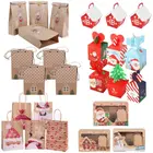 Рождественские подарочные пакеты, коробки для конфет, пакеты из крафт-бумаги, пакет для печенья, бумажная упаковочная коробка, 2022, новогодние сувениры, мешок, декор для рождественских подарков